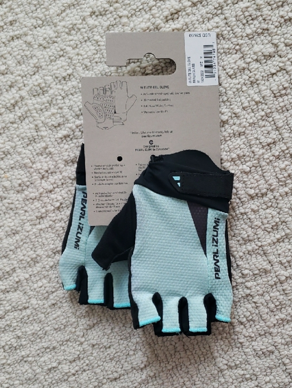 Pearl Izumi Women's Short Finger Cycling Gloves - Mint & Black - Picture 2 of 2